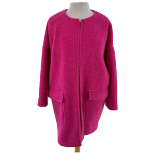 Helene Berman London Magenta Pink Size XL Coat Boiled Wool Vintage Jacket